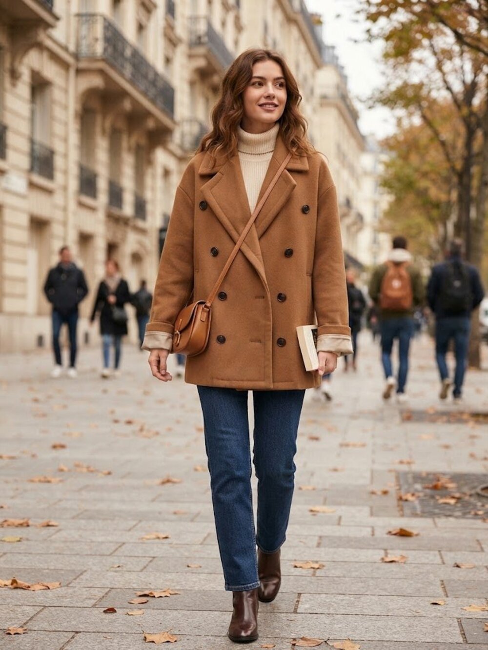 J. Crew Camel Brown Melton Wool Double Breasted Pocketed Pea Coat
